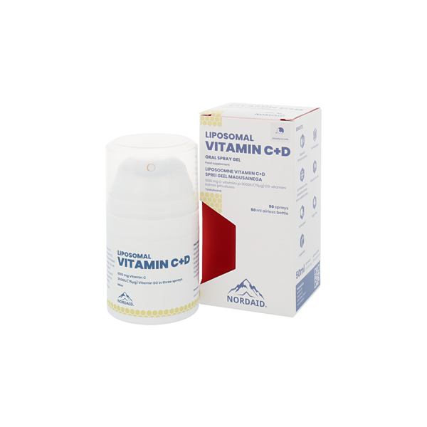 NORDAID VITAMINAS C+D liposomose  serumas, 50 paspaudimų, 50ml