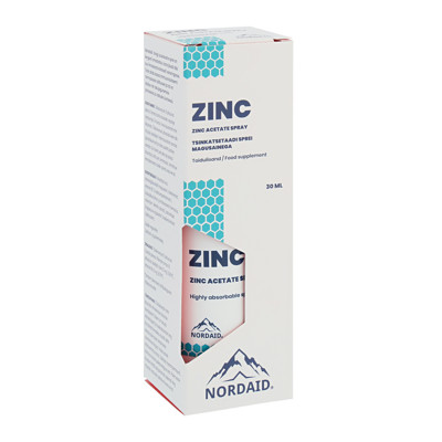 NORDAID ZINC, purškiamas cinko papildas, 15mg, 30ml, 200 papurškimų