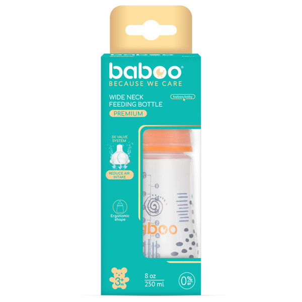 Baboo antikolinis maitinimo buteliukas, 250 ml, 3+ mėn, Blue Haze