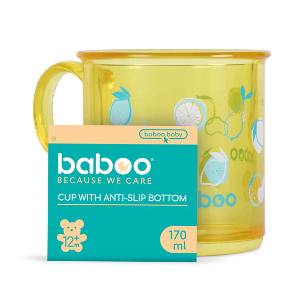 Baboo puodelis neslystančiu dugnu, 170ml, 12+ mėn, Lagoon Fiesta