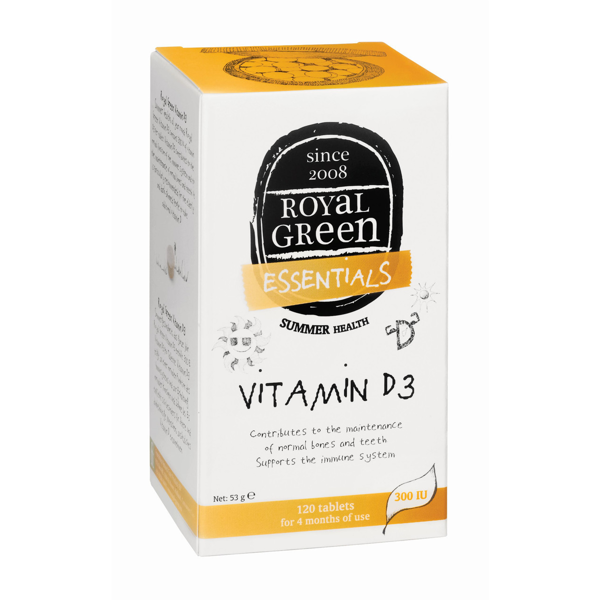 ROYAL GREEN VITAMINAS D3, 300TV, 120 tablečių