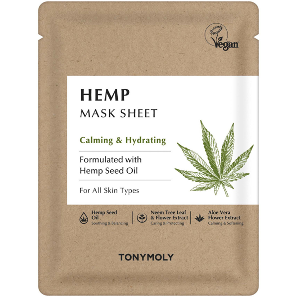 TONYMOLY drėkinanti veido kaukė Hemp Mask Sheet, 1 vnt.