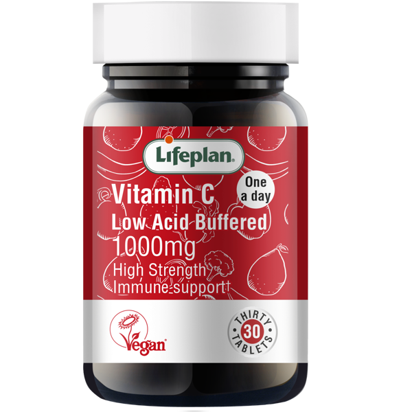 LIFEPLAN LOW ACID VITAMIN C 1000 mg, sumažinto rūgštingumo vitaminas C, tabletės N30