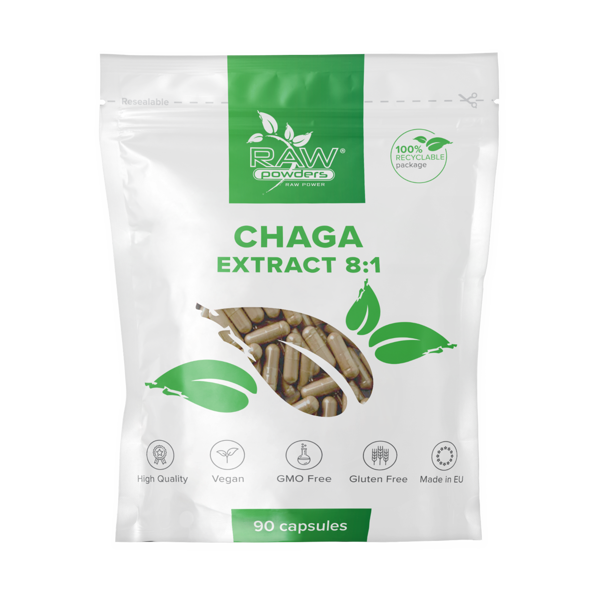 RAW POWDERS CHAGA EKSTRAKTAS 500 mg, 90 kapsulių