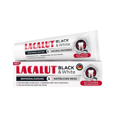 LACALUT BLACK & WHITE, dantų pasta, remineralizacija ir natūralus baltumas, 75 ml paveikslėlis