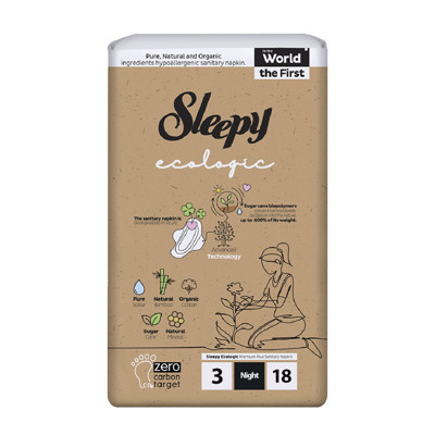 Sleepy “Ecologic” higieniniai paketai, 3 dydis "Night", 18 vnt.