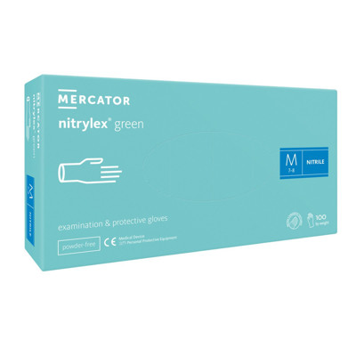 NITRYLEX GREEN, nitrilinės pirštinės be pudros, žalsvos, M dydis, N100 paveikslėlis