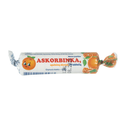 ASKORBINKA, apselsinų skonio, 10 tablečių paveikslėlis