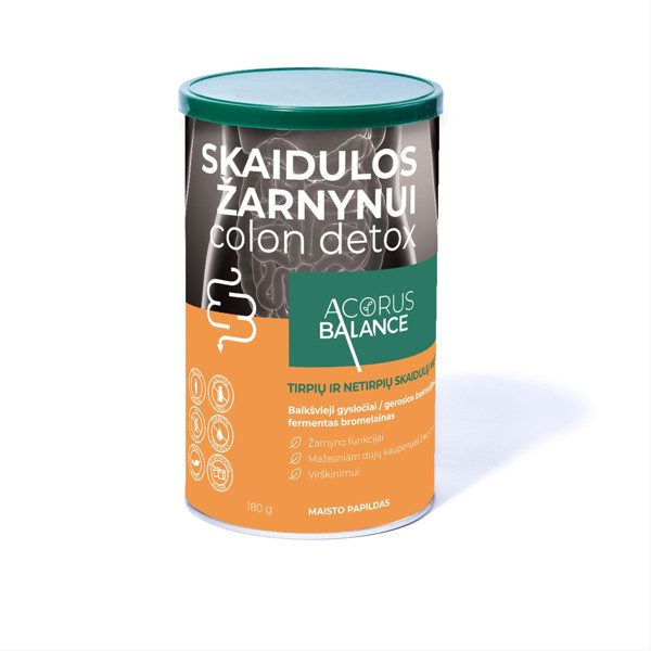 ACORUS BALANCE SKAIDULOS ŽARNYNUI COLON DETOX, milteliai, žarnyno veiklai, 180 g paveikslėlis