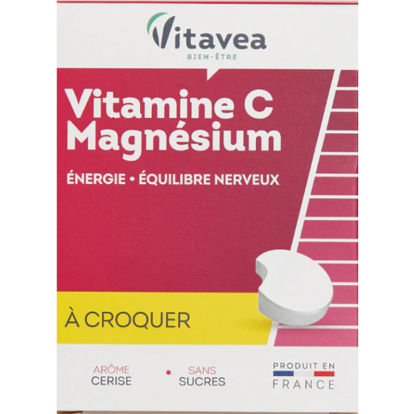 VITAVEA Vitaminai C, B6 + magnis, 28 kramtomos tabletės