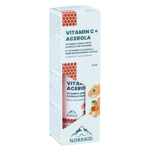 NORDAID Vitaminas C+Acerola, purškiamas vitaminas C, 200 purškimų, 30ml