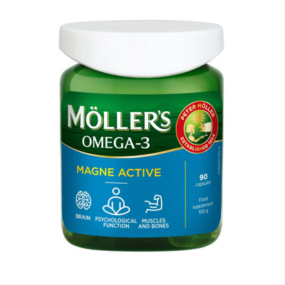 MOLLER'S OMEGA-3 MAGNE ACTIVE, 90 kapsulių paveikslėlis