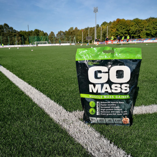 GO POWDERS GO MASS GAINERIS Masės augimo proteino kokteilis Karamelinio biskvito skonio, 5 kg