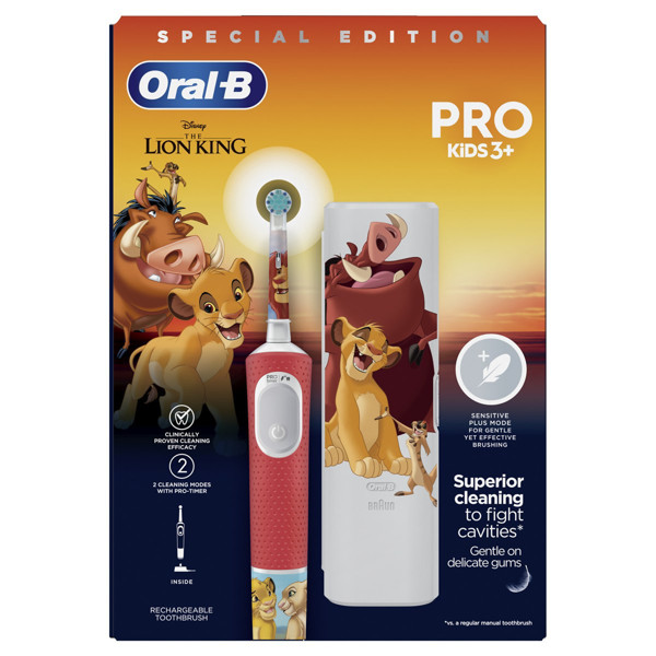 ORAL-B VITALITY PRO KIDS LION KING, rinkinys: elektrinis dantų šepetėlis + kelioninis dėklas, 1vnt. paveikslėlis