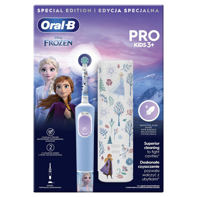 ORAL-B VITALITY PRO KIDS FROZEN, rinkinys: elektrinis dantų šepetėlis + kelioninis dėklas, 1vnt. paveikslėlis