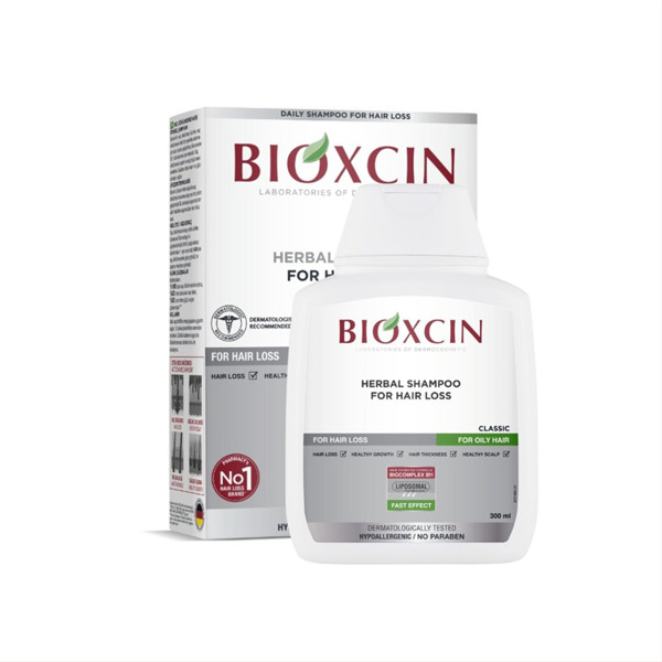 BIOXCIN, šampūnas nuo plaukų slinkimo riebiems plaukams, 300 ml. paveikslėlis