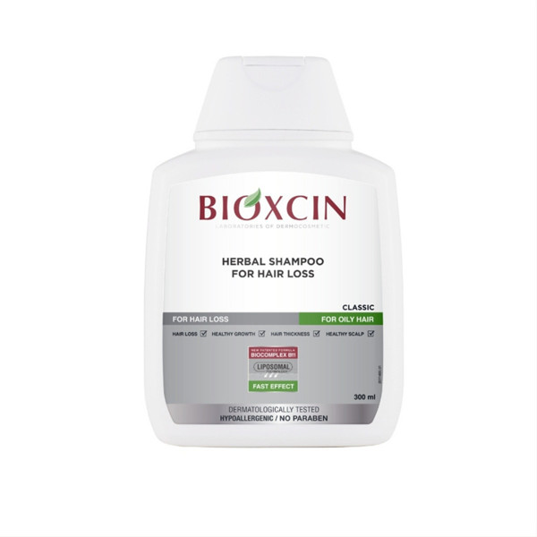 BIOXCIN, šampūnas nuo plaukų slinkimo riebiems plaukams, 300 ml. paveikslėlis