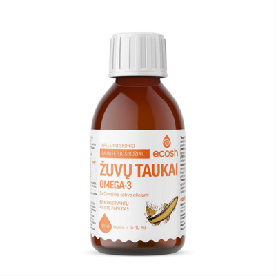 ECOSH žuvų taukai, su camelina sativa aliejumi, apelsinų skonio, 150 ml paveikslėlis