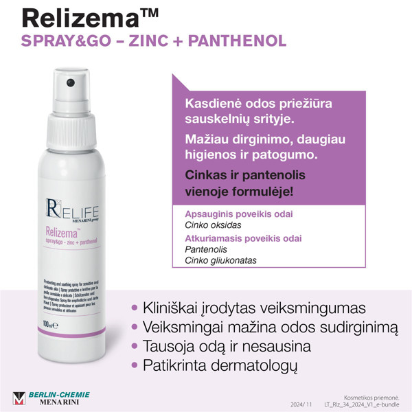 RELIZEMA SPRAY&GO, purškalas, 100ml paveikslėlis RELIZEMA SPRAY&GO, purškalas, 100ml paveikslėlis