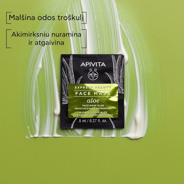 APIVITA EXPRESS BEAUTY, veido kaukė su alavijais, drėkinanti, 8 ml, 2 vnt. paveikslėlis