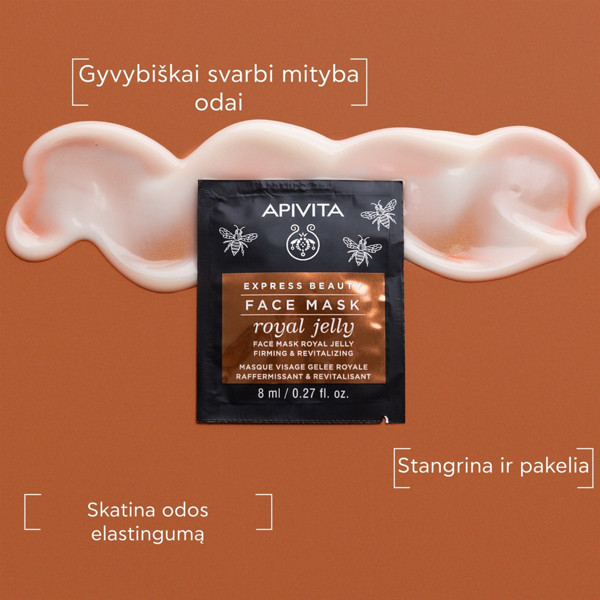 APIVITA EXPRESS BEAUTY, veido kaukė su bičių pieneliu, stangrinanti, 8 ml, 2 vnt. paveikslėlis