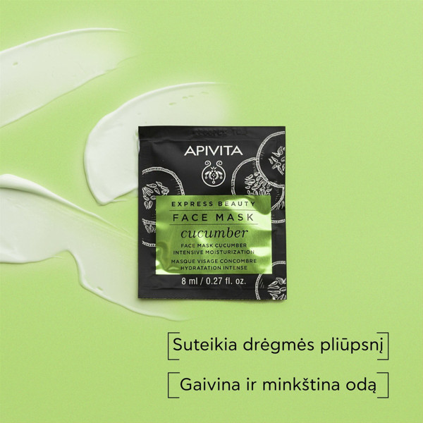 APIVITA EXPRESS BEAUTY, veido kaukė su agurkais, intensyviai drėkinanti, 8 ml, 2 vnt. paveikslėlis