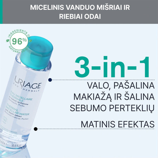 URIAGE, valomasis micelinis vanduo, mišriai/riebiai odai, 250 ml paveikslėlis