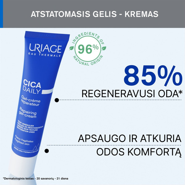 URIAGE CICA DAILY, gelis-kremas, 40ml paveikslėlis