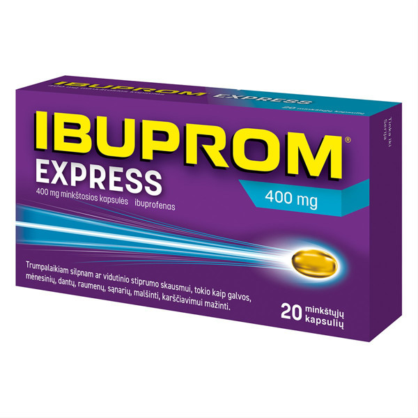 IBUPROM EXPRESS, 400 mg, minkštosios kapsulės, N20  paveikslėlis