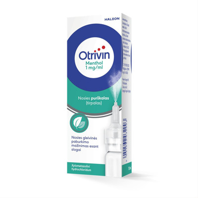 OTRIVIN MENTHOL, 1 mg/ml, nosies purškalas (tirpalas), 10 ml  paveikslėlis