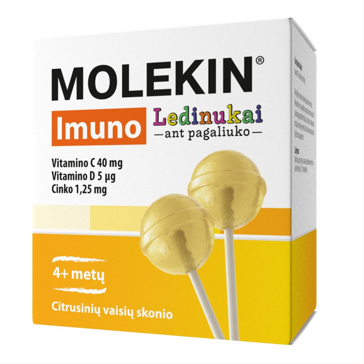 MOLEKIN IMUNO, citrusinių vaisių skonio, 12 ledinukų ant pagaliuko,