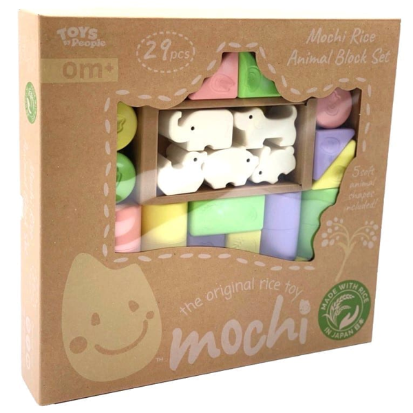 Mochi kaladėlių kūdikiams rinkinys iš natūralių ryžių “Rice Animal Blocks” MB029