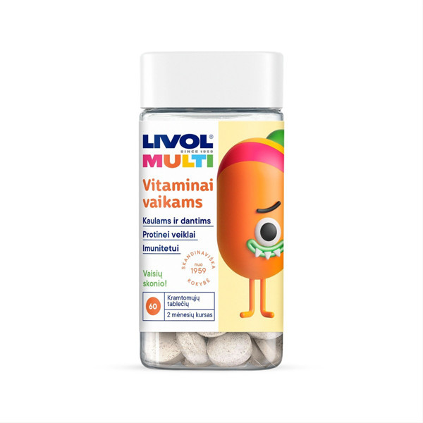 LIVOL MULTI, vaikams, vaisių skonio, 60 tablečių paveikslėlis