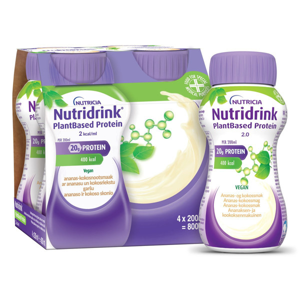 NUTRIDRINK PLANTBASED, ananaso ir kokoso skonio, 2,0 kcal/ml, 200ml, 4vnt. paveikslėlis