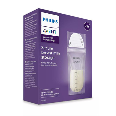 PHILIPS AVENT, maišeliai motinos pieno laikymui, SCF603/25, 25 vnt., 180 ml paveikslėlis