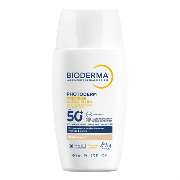 BIODERMA PHT XDEFENSE ULTRA-FLUID,  labai aukštos apsaugos ir itin lengvos tekstūros kremas nuo saulės su spalva, SPF50+, 40 ml paveikslėlis