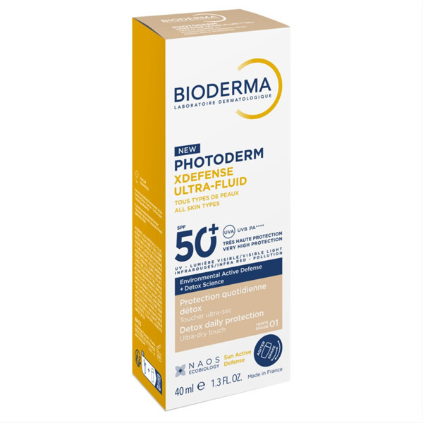 BIODERMA PHT XDEFENSE ULTRA-FLUID,  labai aukštos apsaugos ir itin lengvos tekstūros kremas nuo saulės su spalva, SPF50+, 40 ml paveikslėlis