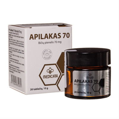 APILAKAS, bičių pienelis, 70 mg, 20 tablečių paveikslėlis