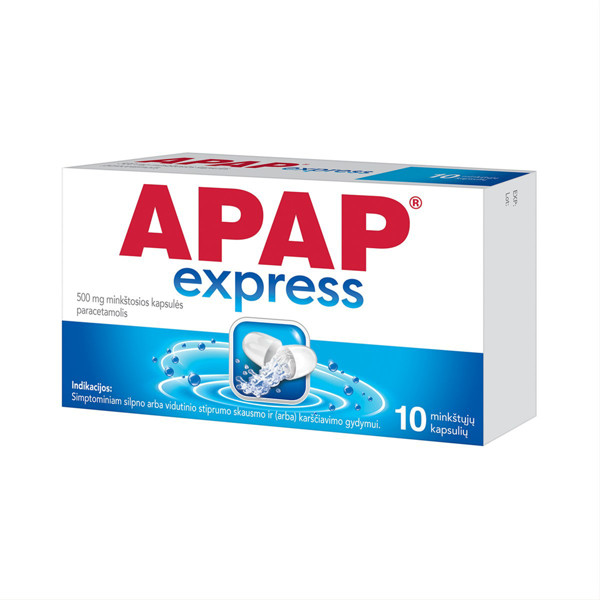 APAP, 500mg, express, kapsulės, N10 paveikslėlis