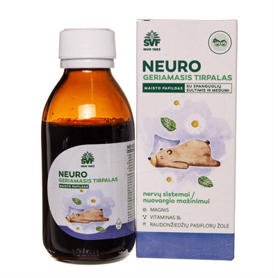 ŠVENČIONIŲ VAISTAŽOLĖS NEURO, geriamasis tirpalas vaikams, miegui, nervų sistemai, 120ml paveikslėlis