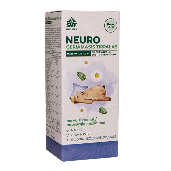 ŠVENČIONIŲ VAISTAŽOLĖS NEURO, geriamasis tirpalas vaikams, miegui, nervų sistemai, 120ml paveikslėlis ŠVENČIONIŲ VAISTAŽOLĖS NEURO, geriamasis tirpalas vaikams, miegui, nervų sistemai, 120ml paveikslėlis