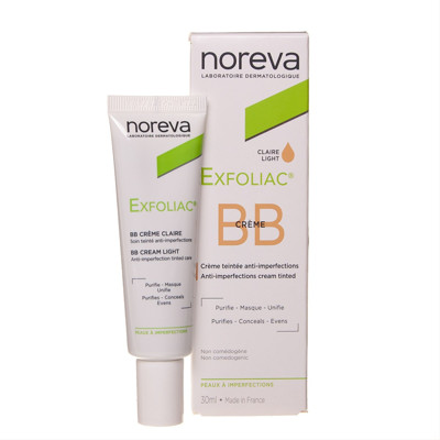 NOREVA EXFOLIAC BB, toninis BB veido kremas, šviesaus atspalvio, 30 ml paveikslėlis