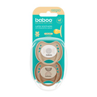 BABOO® Calmy lateksiniai apvalūs čiulptukai (2 vnt) su sterilizavimo dėžute, Au Naturale, 0+ mėn