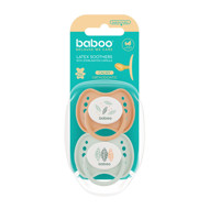 BABOO® Calmy lateksiniai ortodontiniai čiulptukai (2 vnt) su sterilizavimo dėž., Peachy Keen, 0+ mėn