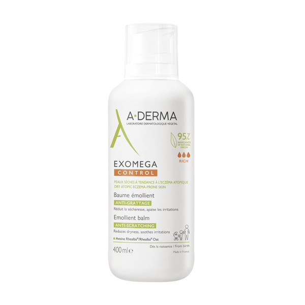 A-DERMA EXOMEGA CONTROL, balzamas-emolientas sausai, į atopinį dermatitą linkusiai odai, 400 ml paveikslėlis