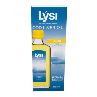 LYSI COD LIVER OIL, NATŪRALŪS ŽUVŲ TAUKAI, CITRINŲ SKONIO, 240 ML paveikslėlis