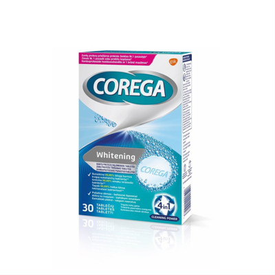 COREGA CLEANSERS DENTAL WHITE, dantų protezų valymo tabletės, 30 vnt. paveikslėlis