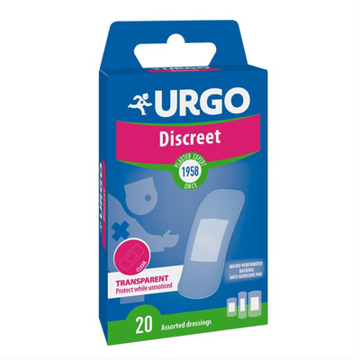 URGO DISCREET, nepastebimas pleistras, 3 dydžių, 20 vnt. paveikslėlis