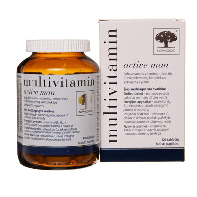 NEW NORDIC MULTIVITAMIN ACTIVE MAN, multivitaminai vyrams, 120 tablečių paveikslėlis