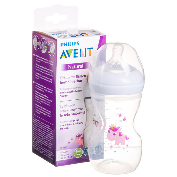 PHILIPS AVENT, dekoruotas buteliukas "Natural", rausvas, SCF070/25, 260 ml paveikslėlis